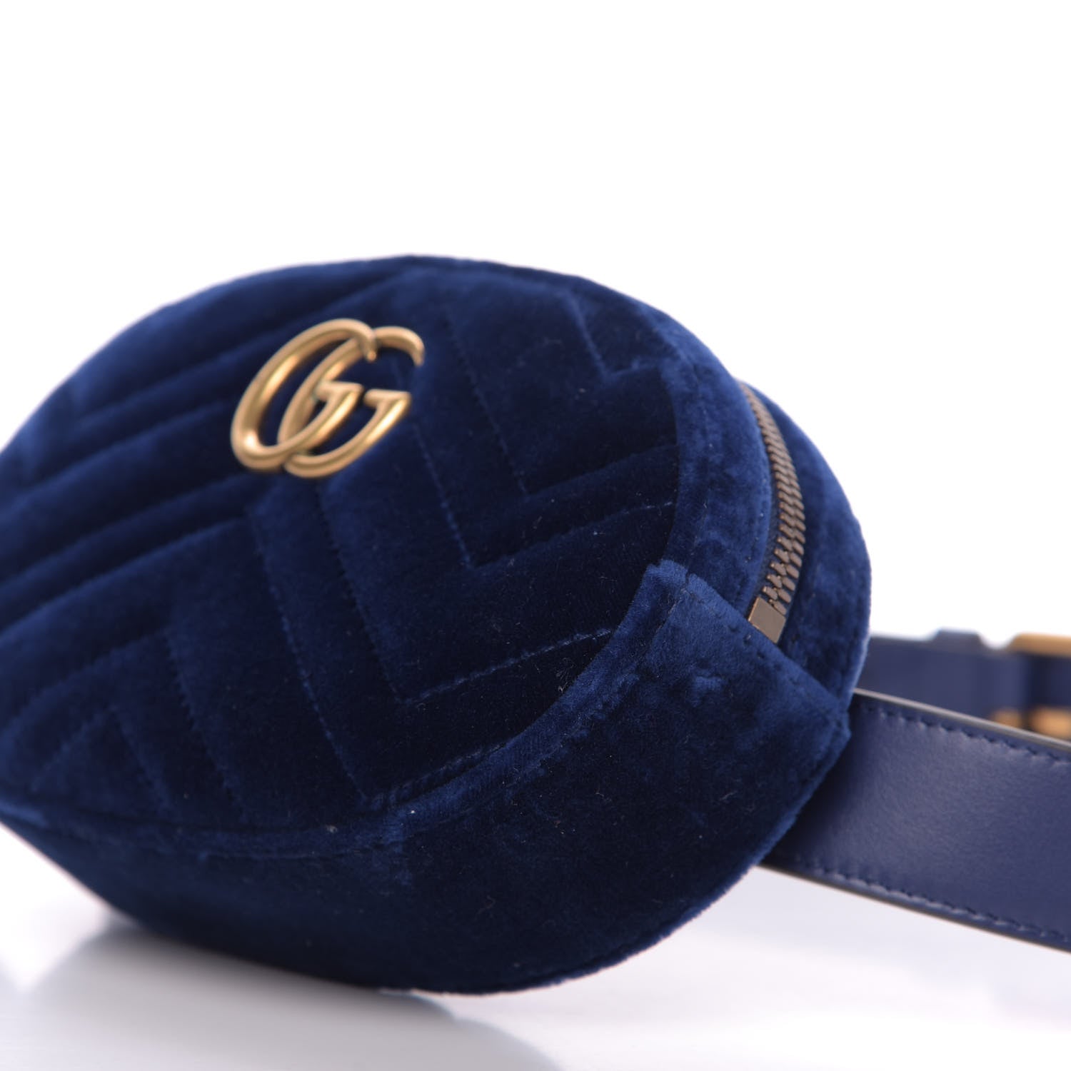 Gucci Velvet Matelasse GG Marmont Belt Bag 85 34 Cobalt Blue 7 of 9