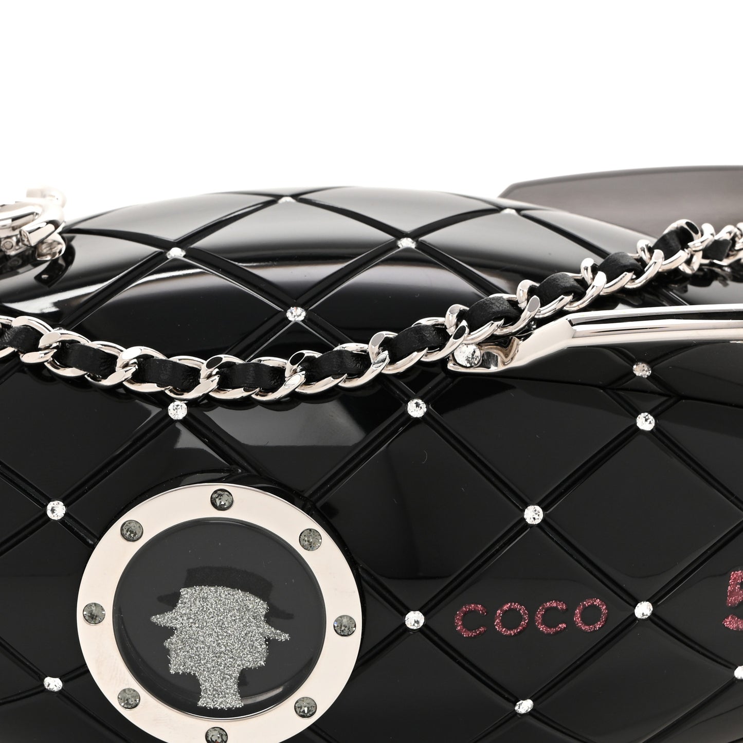 Plexiglass Crystal Rocket Ship Minaudiere Clutch Black