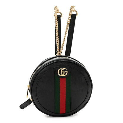 Gucci Grained Calfskin Web Mini Ophidia Round Backpack Black 1 of 10