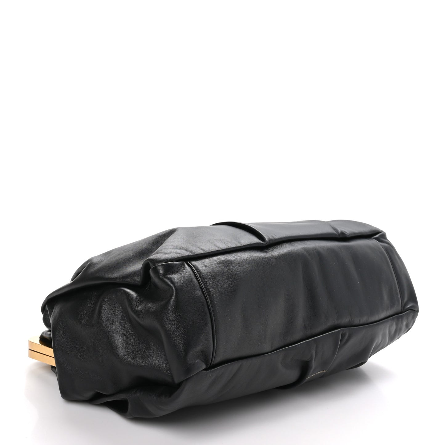 Lambskin Wave Frame Clutch Black