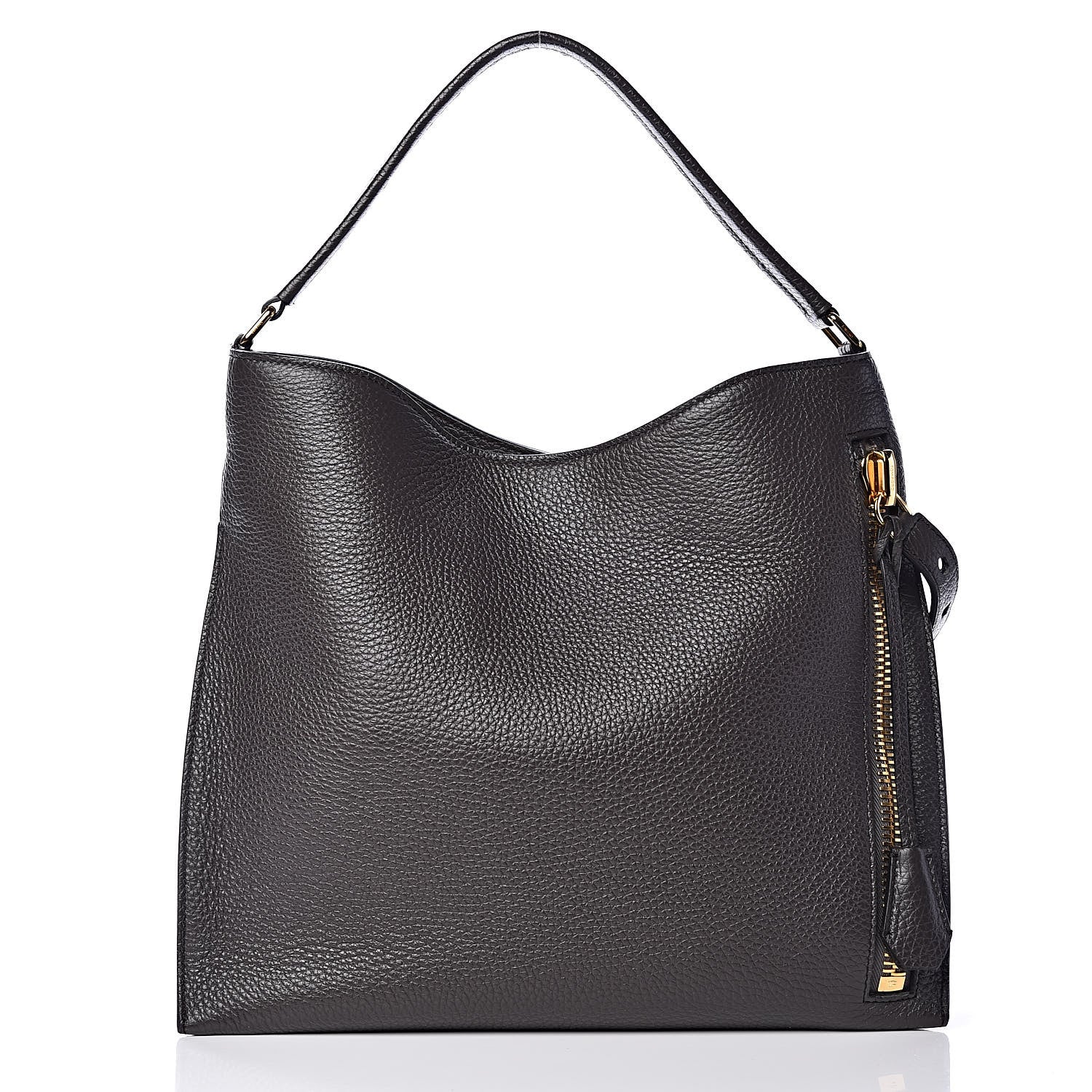 Tom Ford Pebbled Calfskin Small Alix Padlock Zip Hobo Bag Dark Pearl 4 of 10