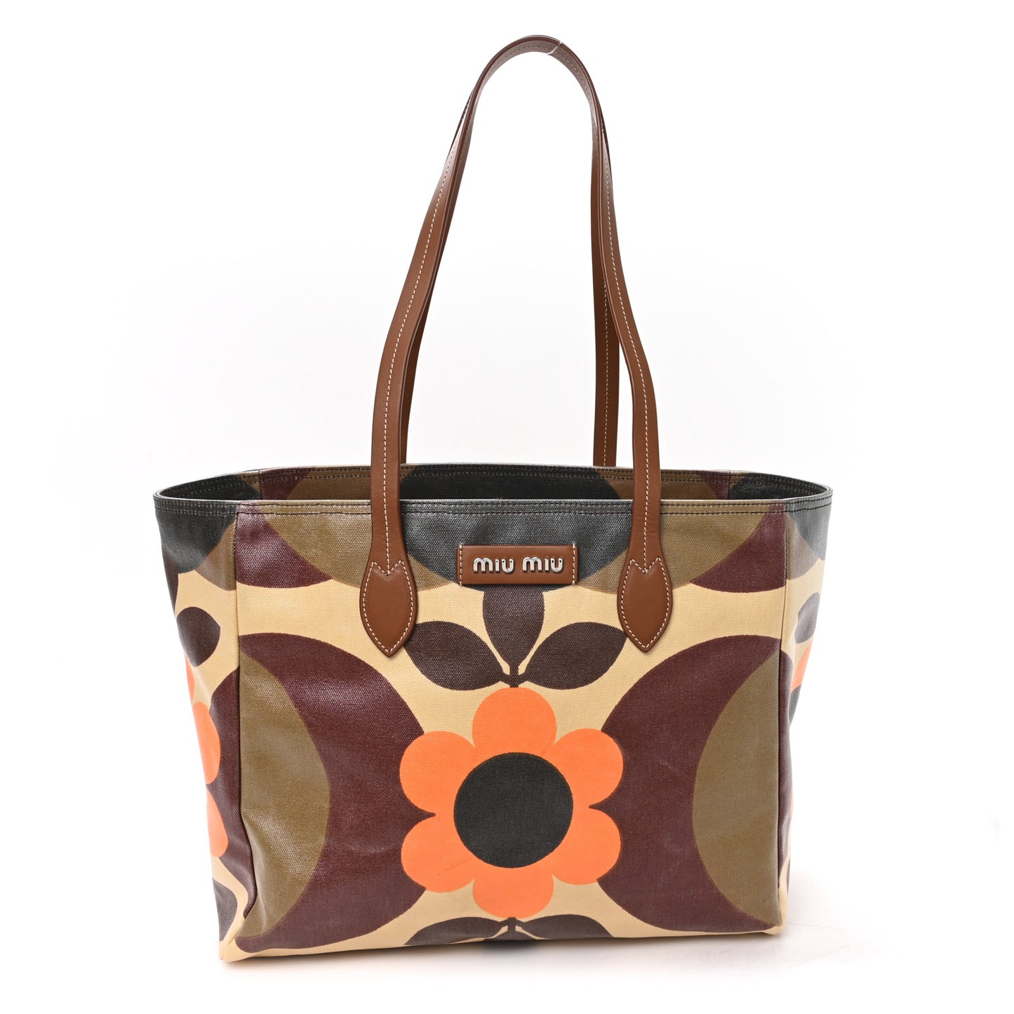 Tessuto Flower Print Shopping Tote Militaire Multicolor