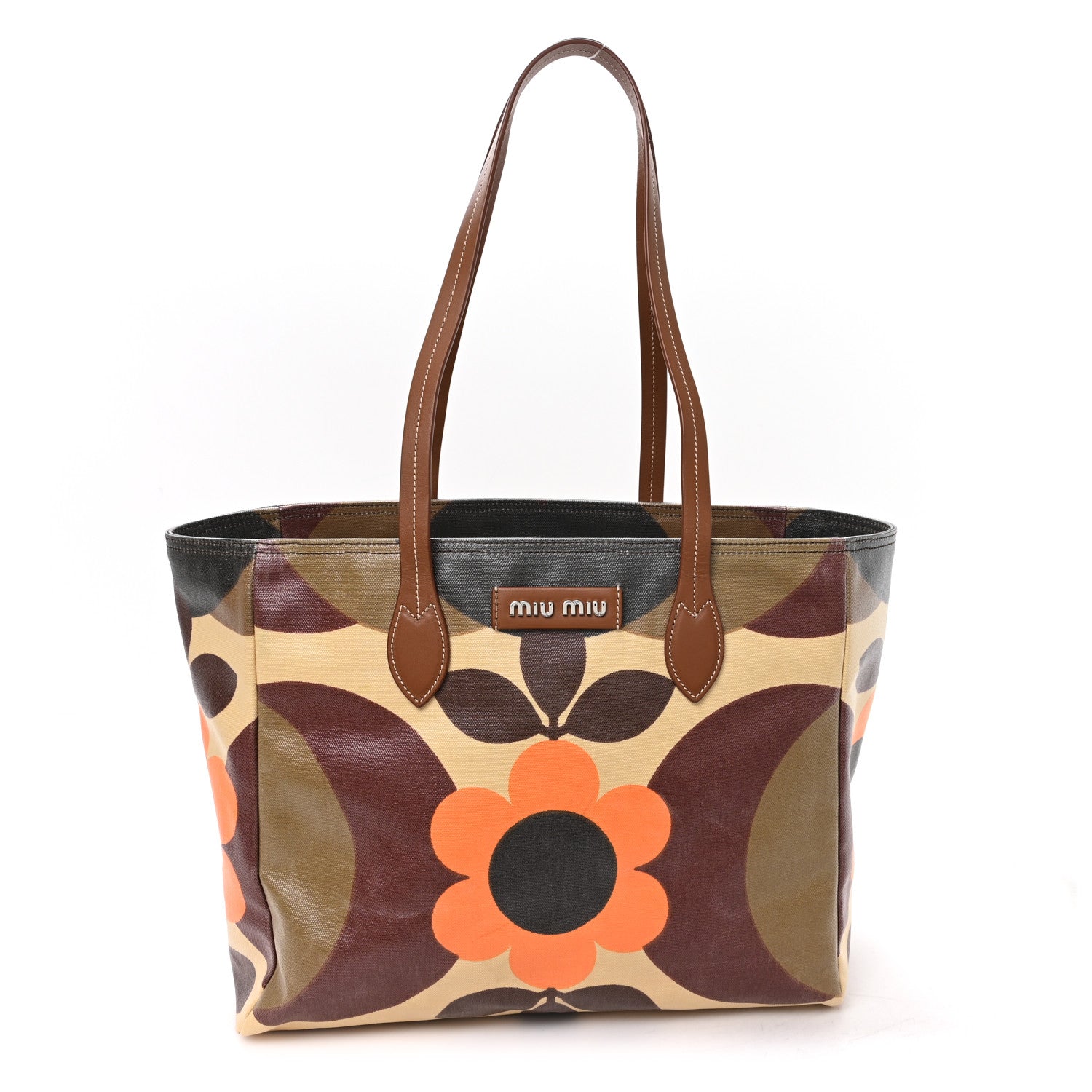 Miu Miu Tessuto Flower Print Shopping Tote Militaire Multicolor 1 of 11