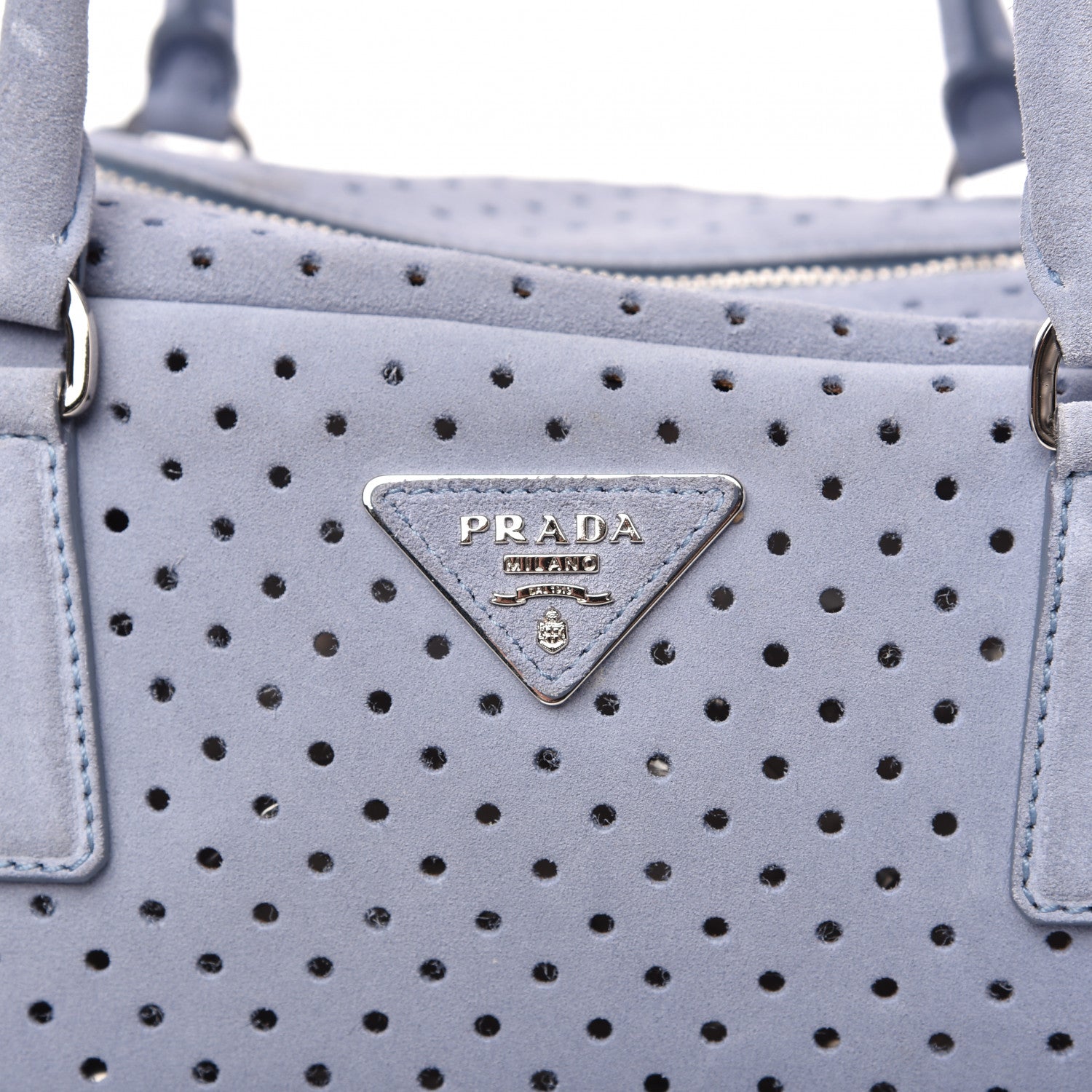 Prada Suede Perforated Zip Around Tote Astrale Nocciolo 8 of 10