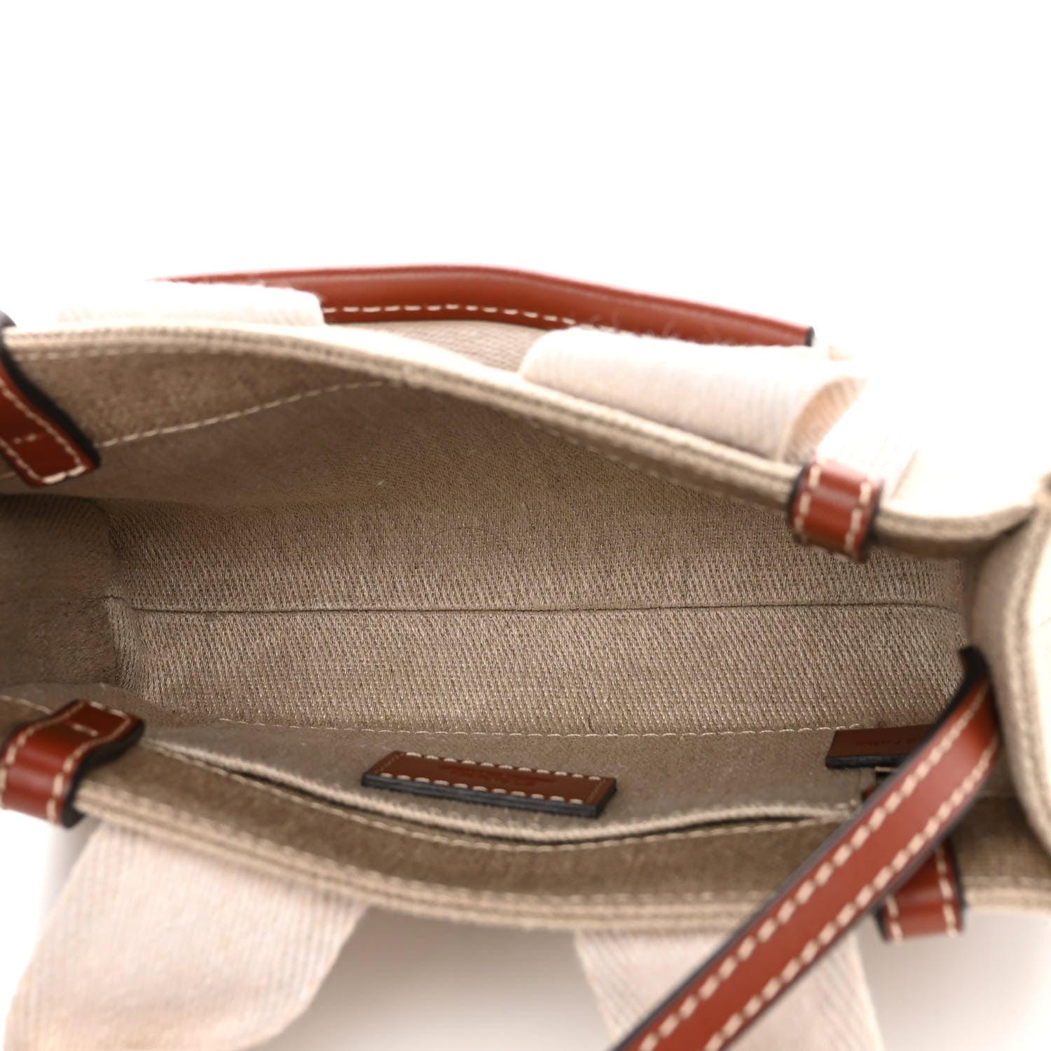 Chloe Cotton Calfskin Mini Woody Ribbon Tote White Brown 4 of 9