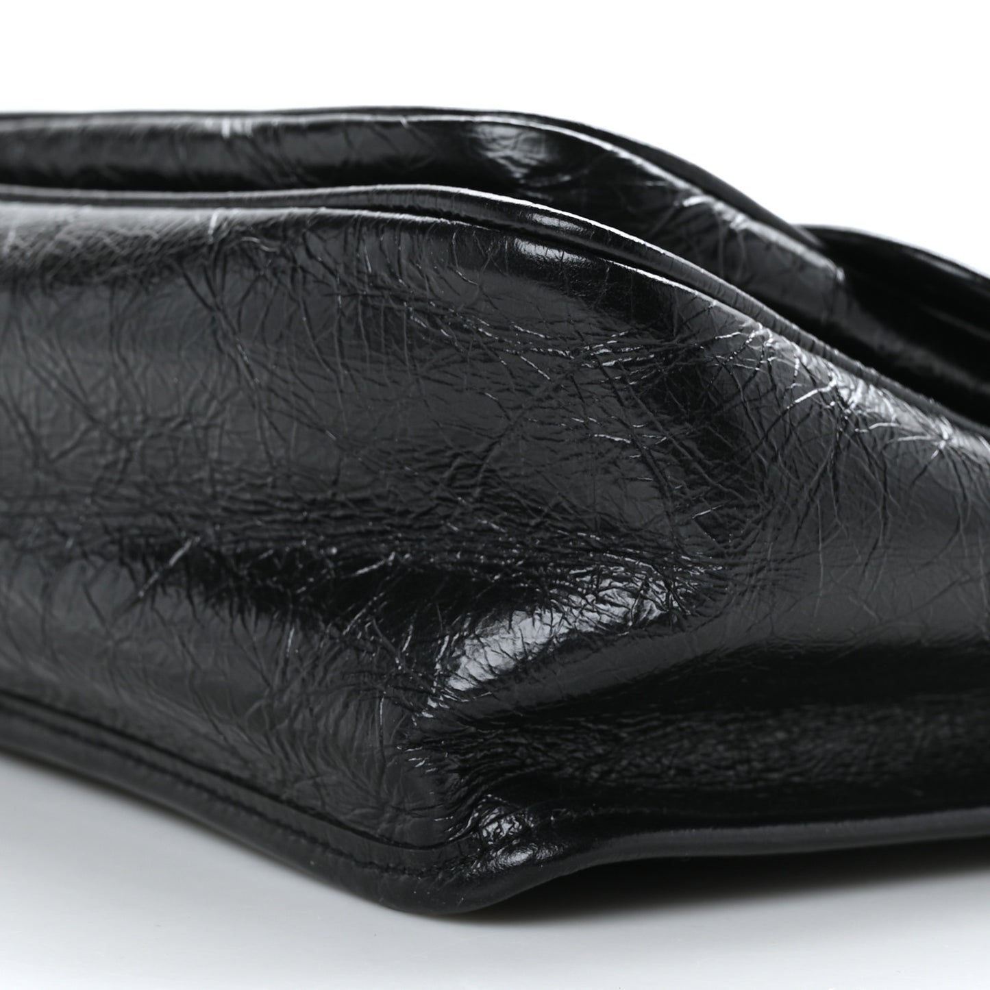 Crinkled Calfskin Matelasse Monogram Medium Niki Chain Satchel Black