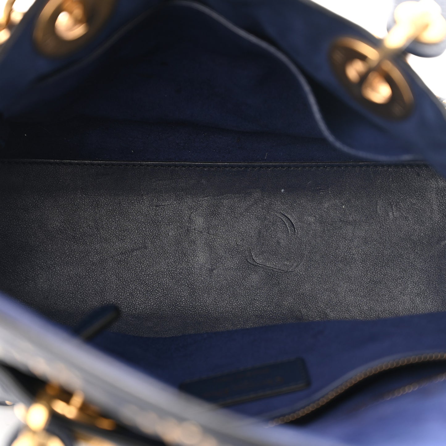 Calfskin Cannage Studded Medium Supple Lady Dior Navy
