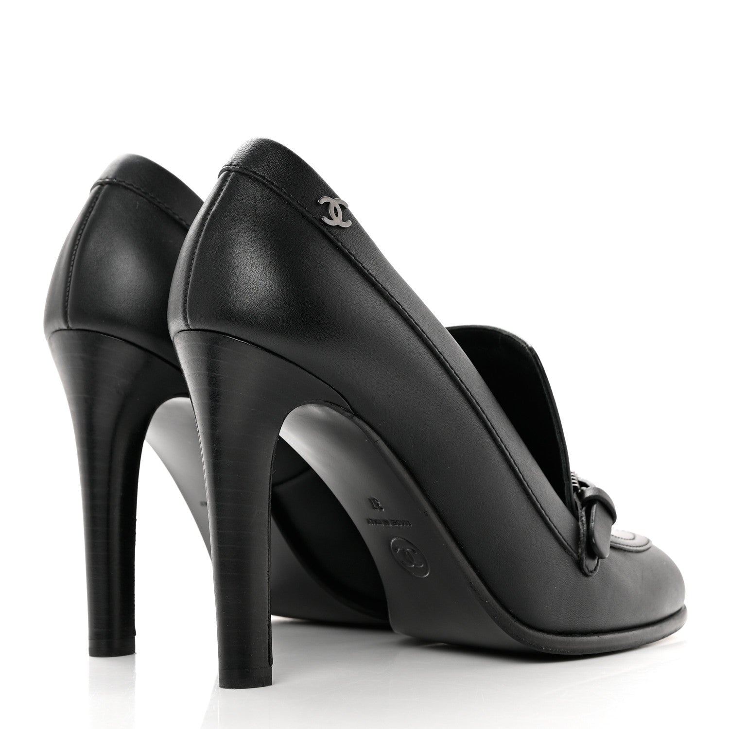 Chanel Calfskin Buckle Pumps 37 Black 4 of 9