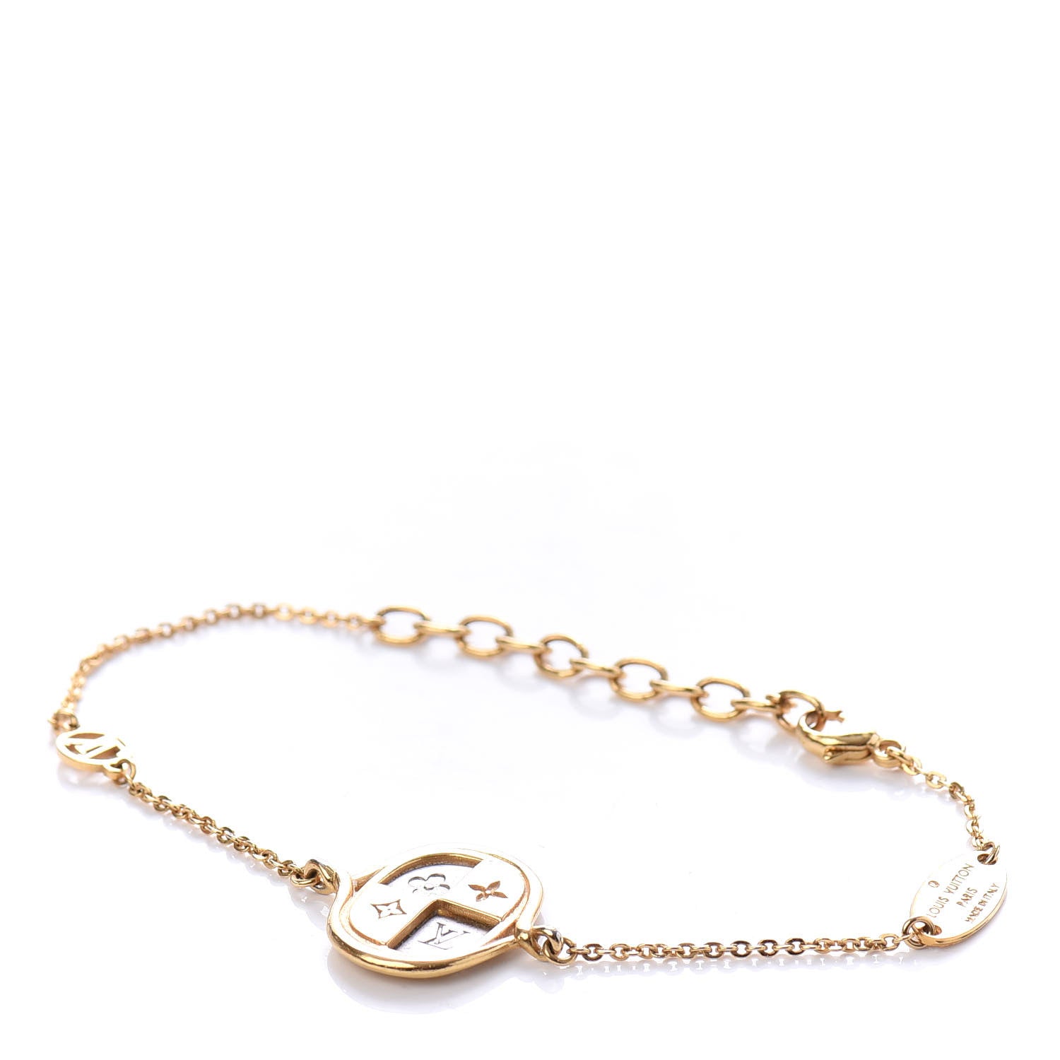 Louis Vuitton Swarovski Crystal Lady Lucky Damier Supple Bracelet Gold 3 of 6