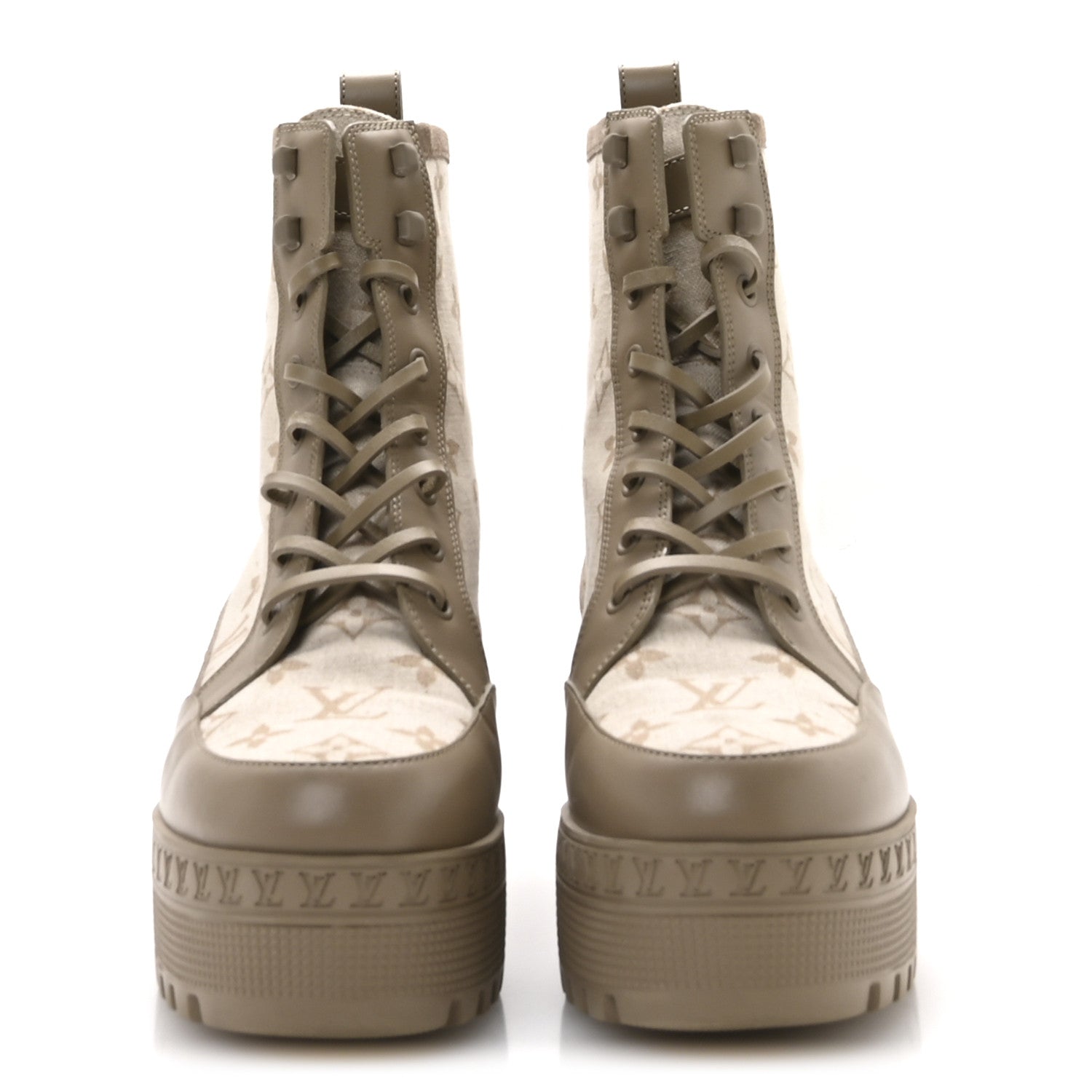 Louis Vuitton Suede Calfskin Laureate Platform Desert Boots 38.5 Beige 3 of 9