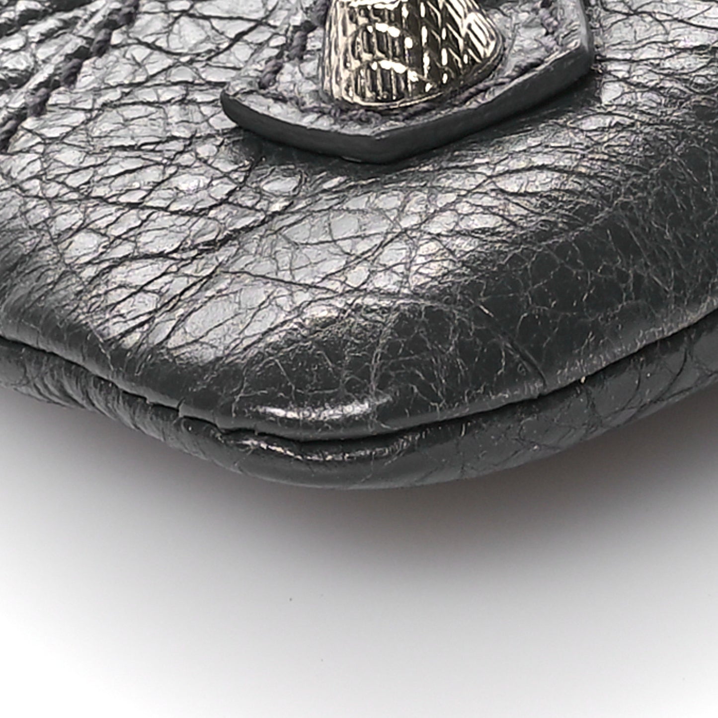 Agneau Giant 12 Silver Hardware Envelope Strap Clutch  Gris Fossile