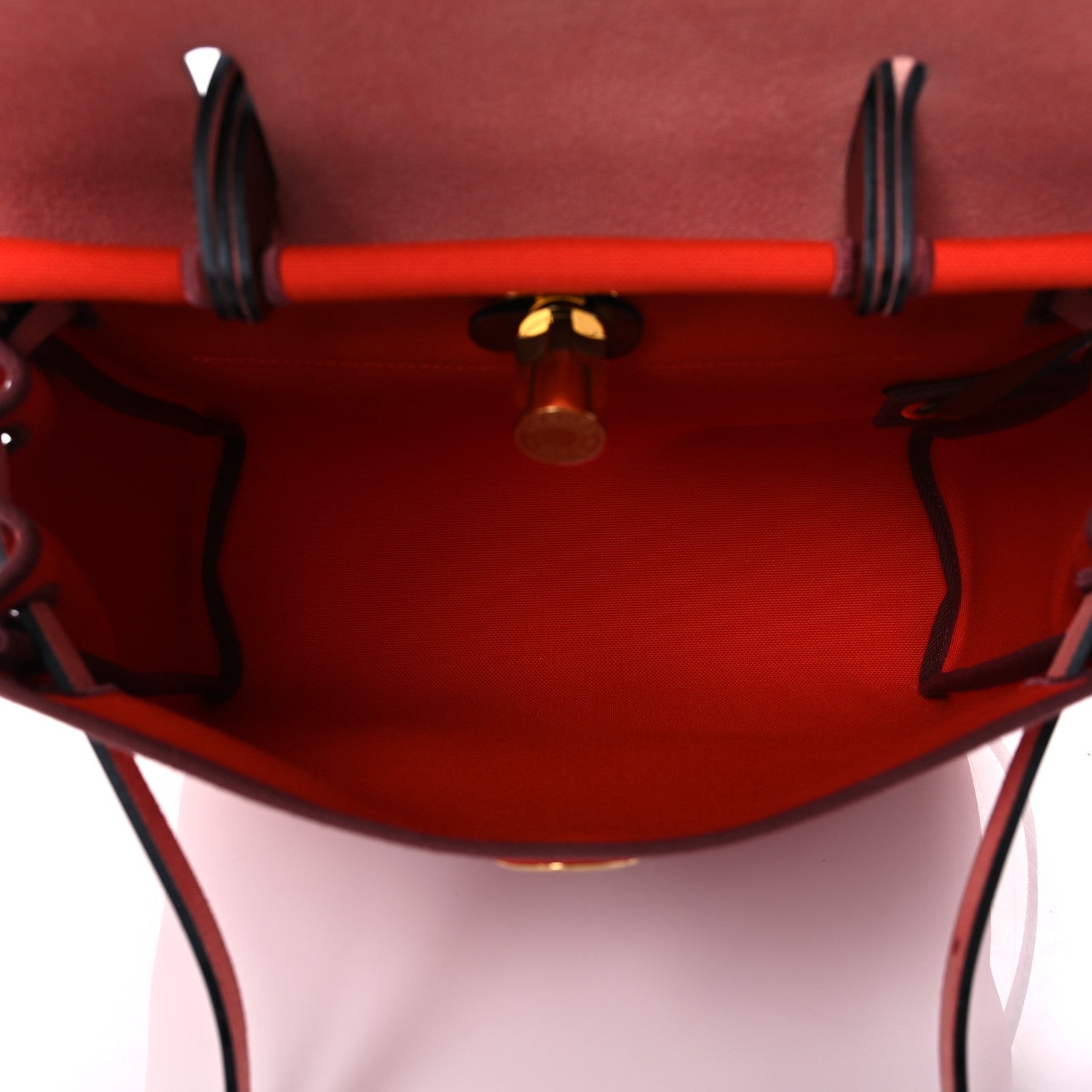 Hermes Vache Hunter Toile Herbag Zip Retourne 31 PM Orange Mecano Rouge H 6 of 10