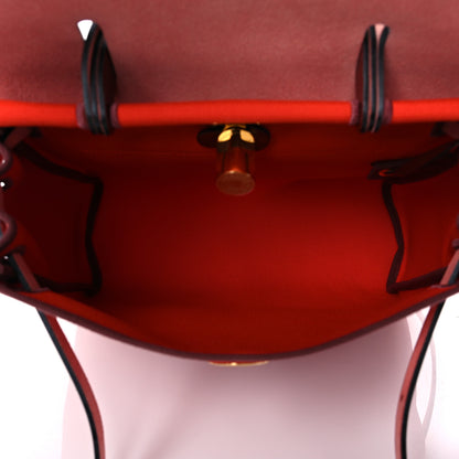 Hermes Vache Hunter Toile Herbag Zip Retourne 31 PM Orange Mecano Rouge H 6 of 10