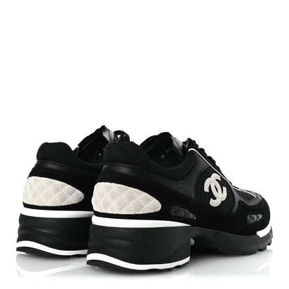 Chanel Mixed Fibers Suede Shiny Calfskin Womens CC Sneakers 40.5 Black 5 of 11