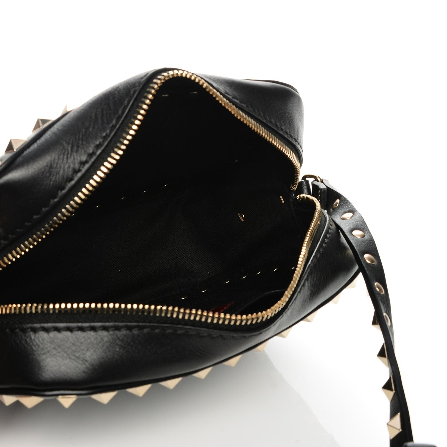 Calfskin Rockstud Camera Crossbody Bag Black