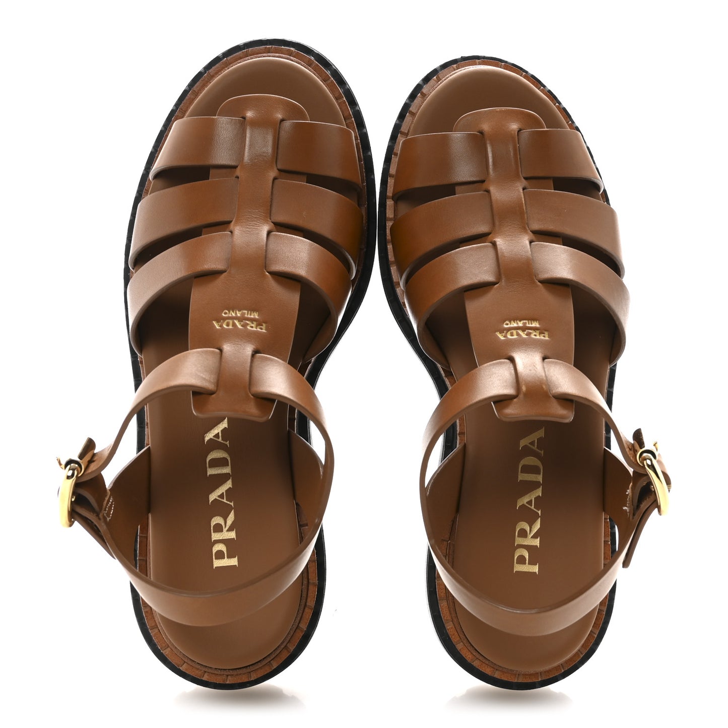 Brushed Calfskin Logo Fisherman Sandals 36.5 Cuoio