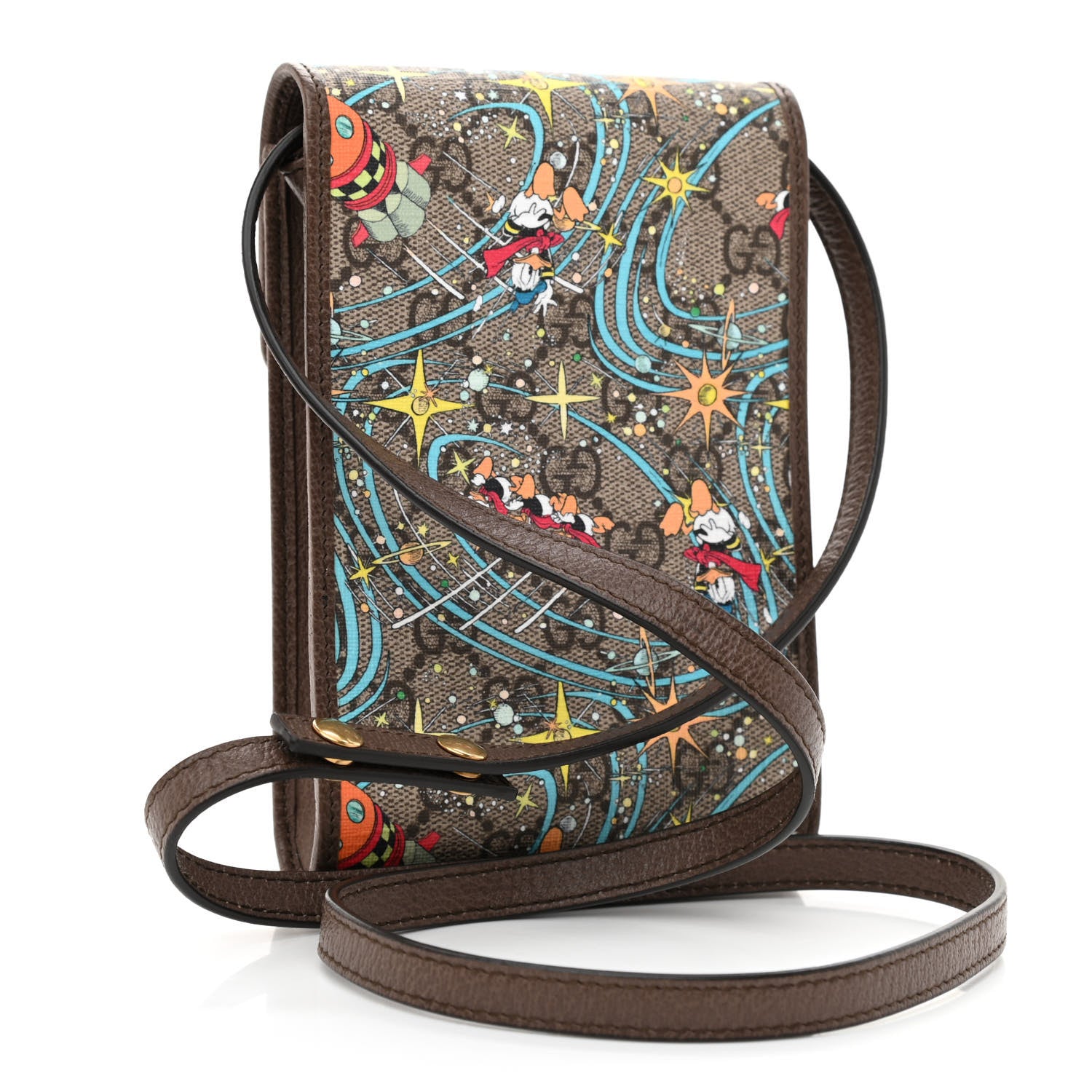 Gucci X DISNEY GG Supreme Monogram Donald Duck Mini Interlocking G Crossbody Bag Beige Multicolor New Acero 3 of 8