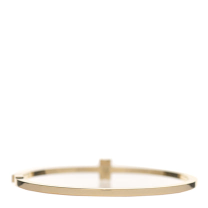 Tiffany 18K Yellow Gold Diamond T Hinged Wire Bangle Bracelet 3 of 4