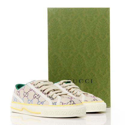 Gucci Canvas Lame Crystal GG Monogram Womens 1977 Tennis Sneakers 35.5 Gardenia Silver Mystic White 8 of 8