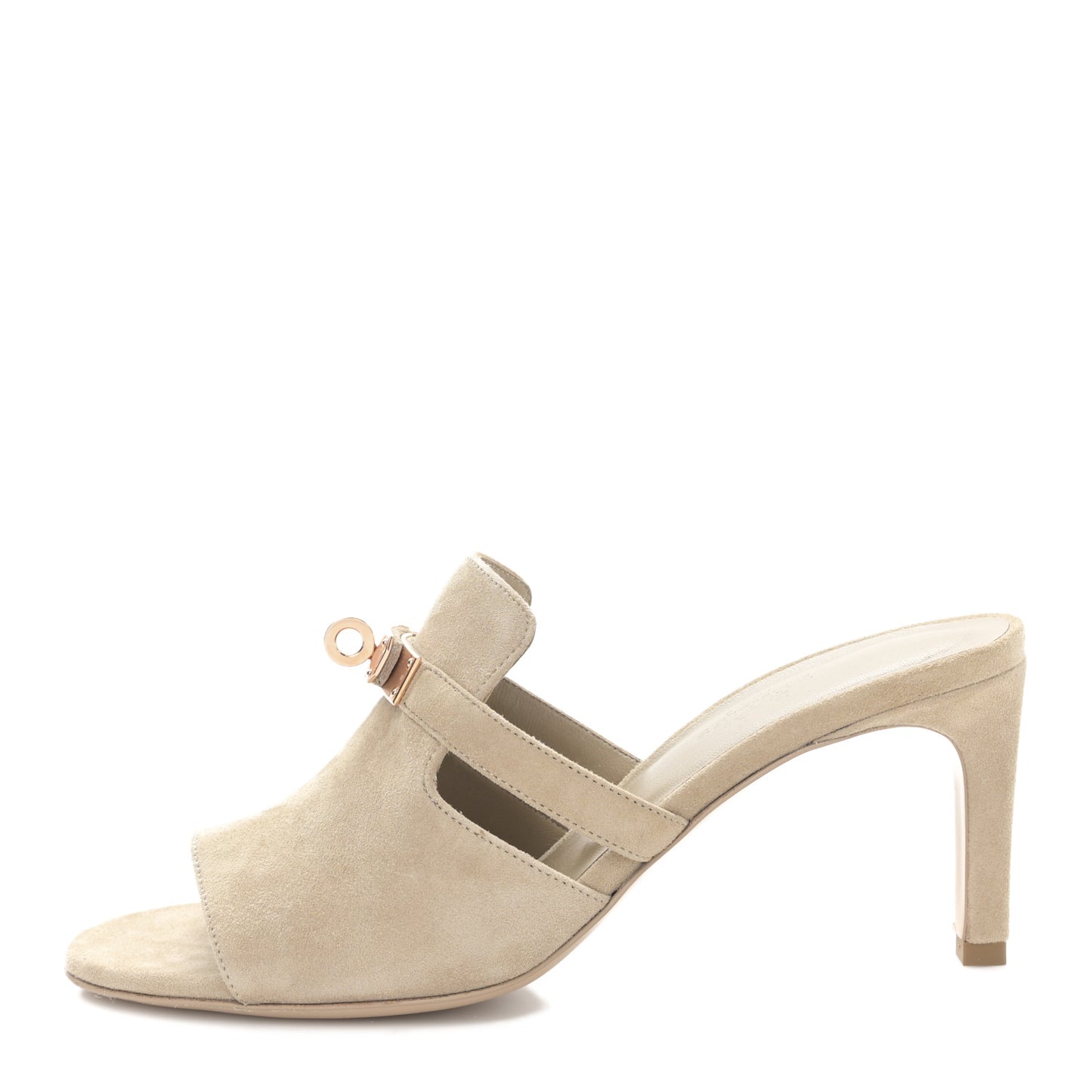 Suede Goatskin Satin Cute Sandals 37 Beige Argile