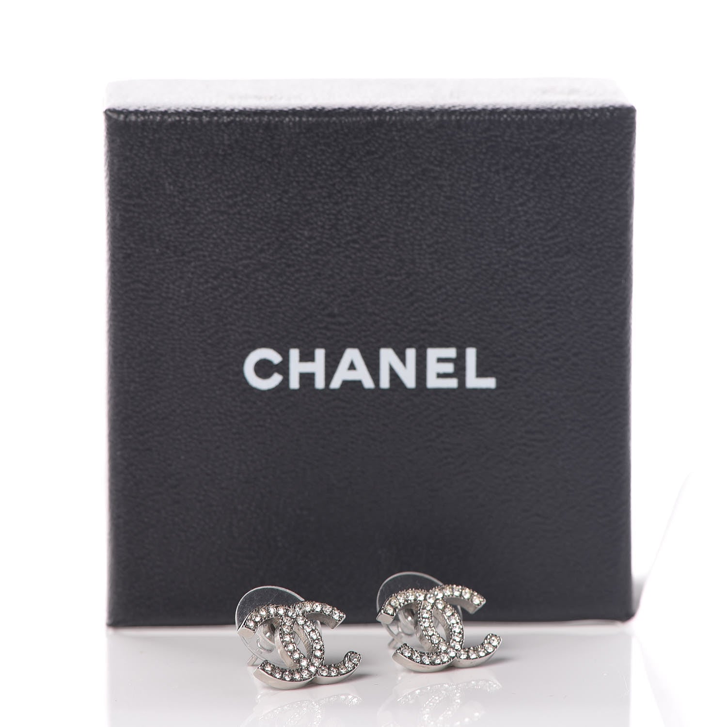 Chanel Crystal Mini Timeless CC Earrings Silver 5 of 5