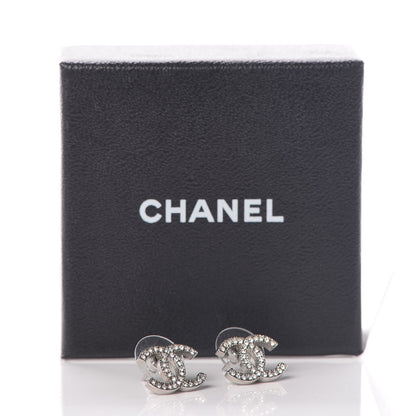 Chanel Crystal Mini Timeless CC Earrings Silver 5 of 5