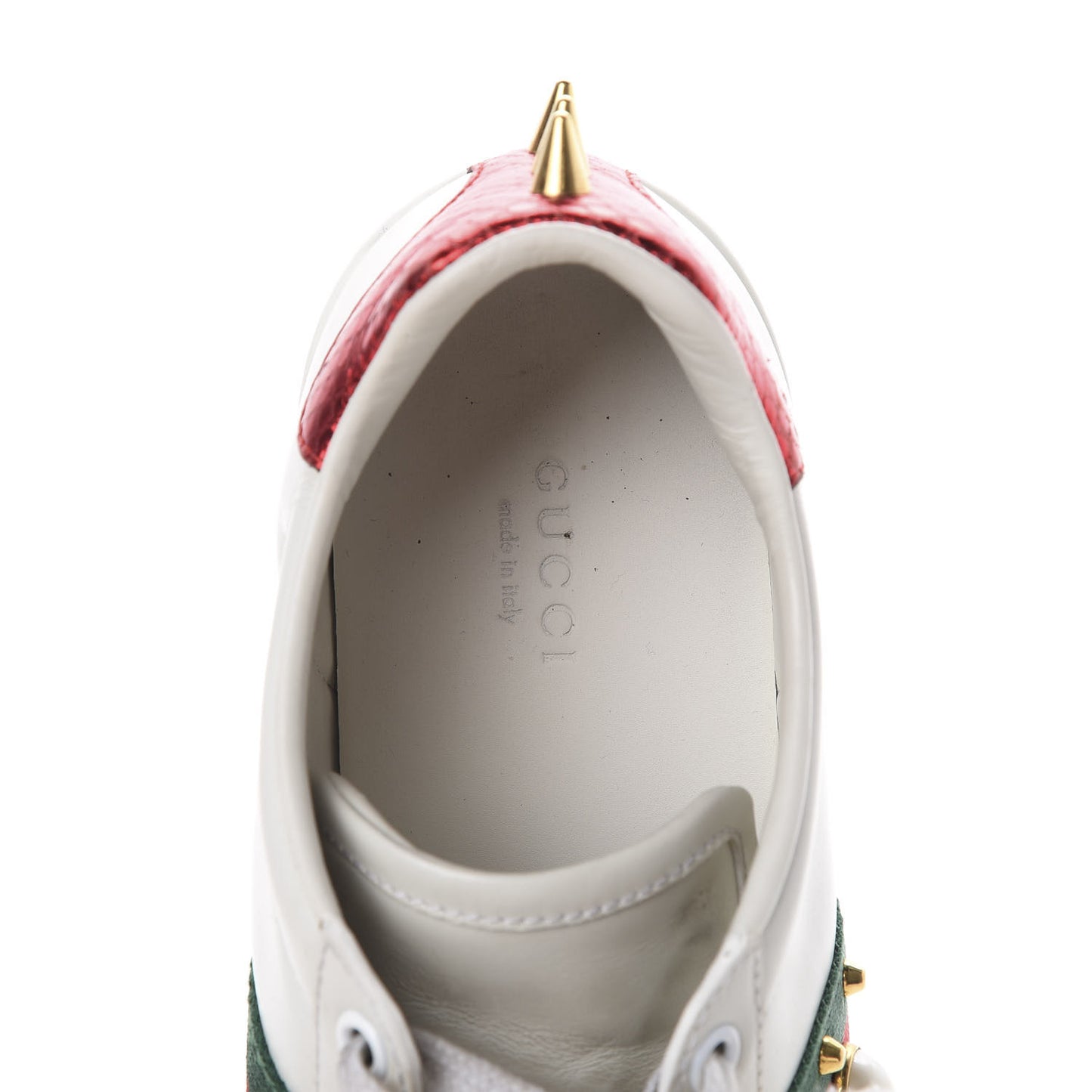 Calfskin Web Pearl Studded Womens Ace Sneakers 36.5 White