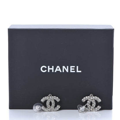Chanel Baguette Crystal CC Drop Earrings Silver 4 of 4