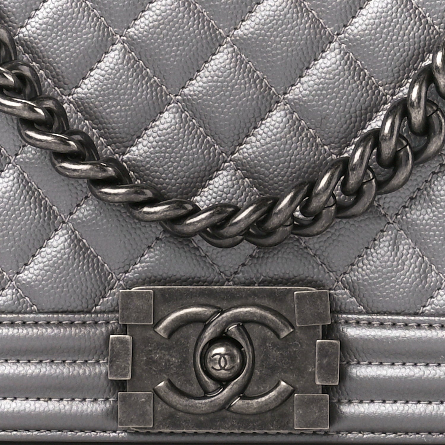 Chanel Metallic Caviar Quilted Medium Boy Flap Silver 8 of 10