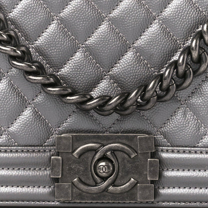 Chanel Metallic Caviar Quilted Medium Boy Flap Silver 8 of 10