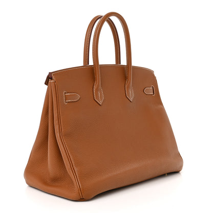 Hermes Togo Verso Birkin 35 Gold Geranium 3 of 14