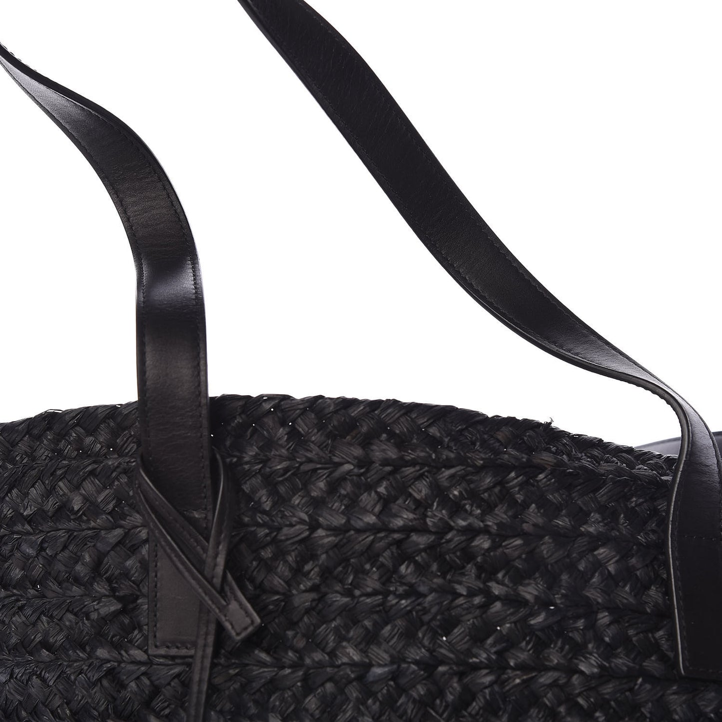 Raffia Medium Panier Bag Black
