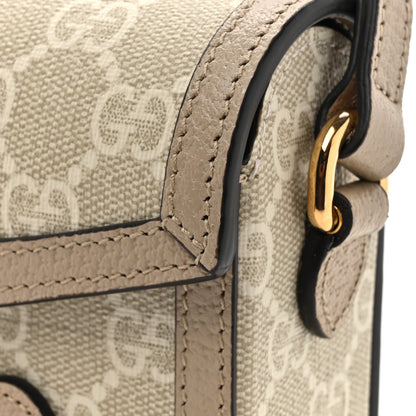 Gucci GG Supreme Monogram Textured Dollar Calfskin Mini Horsebit 1955 Shoulder Bag Beige Mystic White Oatmeal 16 of 16