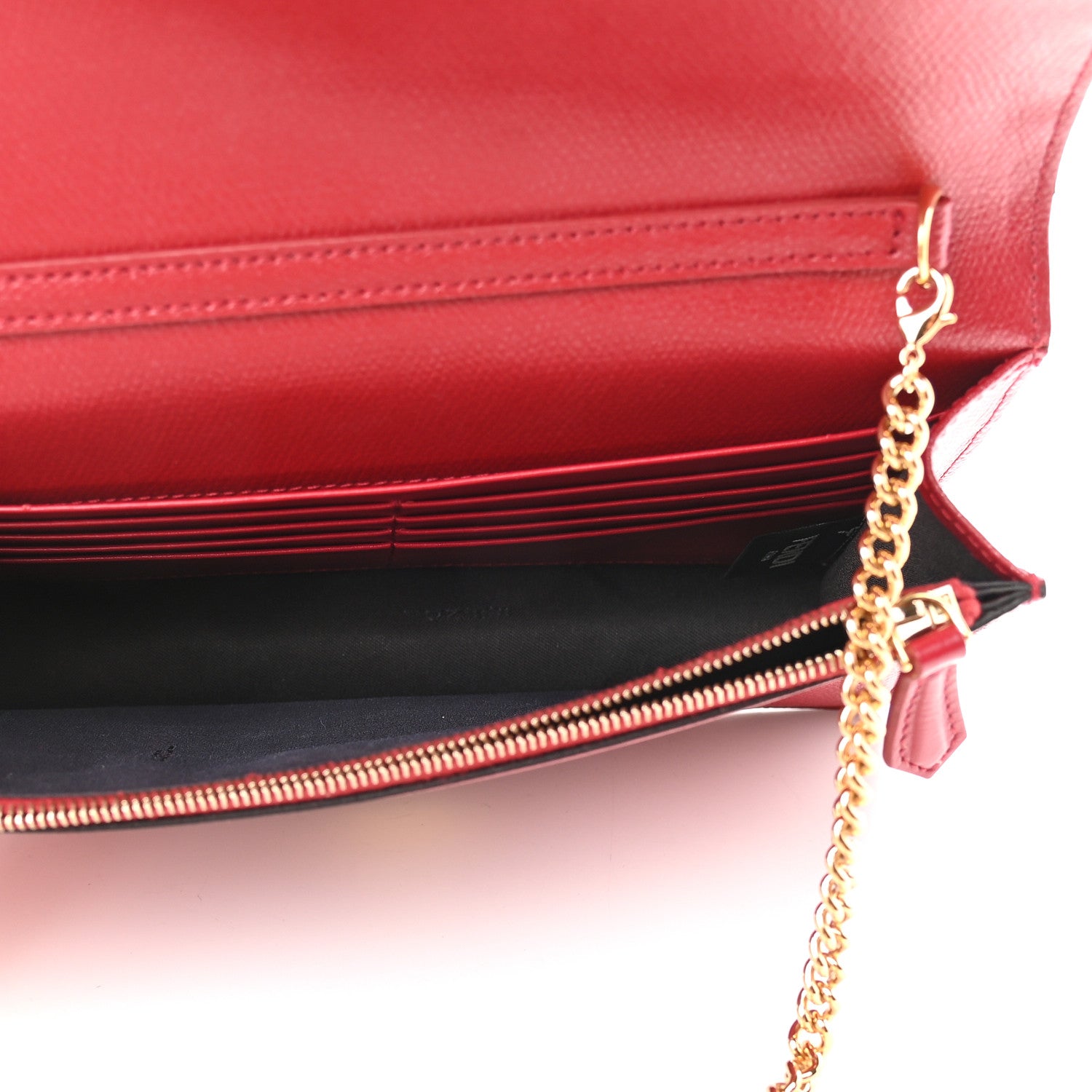 Fendi Vitello Cruise F is Fendi FF 1974 Embossed Medium Envelope Wallet On Chain Fragola Maya Black 5 of 9