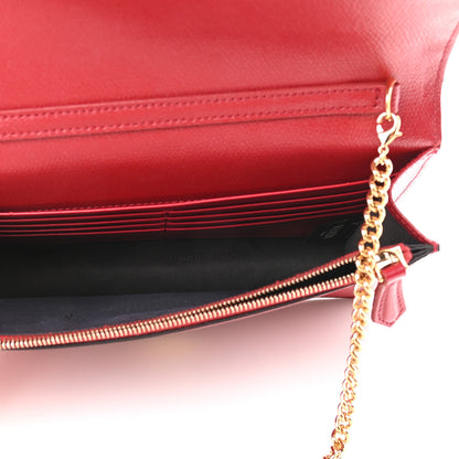 Fendi Vitello Cruise F is Fendi FF 1974 Embossed Medium Envelope Wallet On Chain Fragola Maya Black 5 of 9
