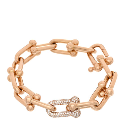Tiffany 18K Rose Gold Diamond Medium HardWear Link Bracelet 1 of 4
