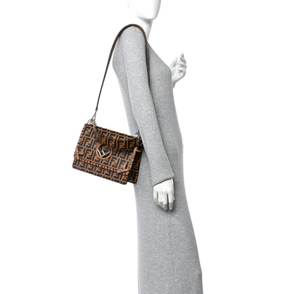 Fendi Vitello Century F is Fendi Whipstitch Threads FF Embossed Kan I Shoulder Bag Tobacco Orzo 2 of 10