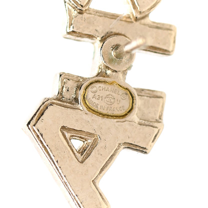 Chanel Crystal Pearl Signature Stud Earrings Gold 4 of 5