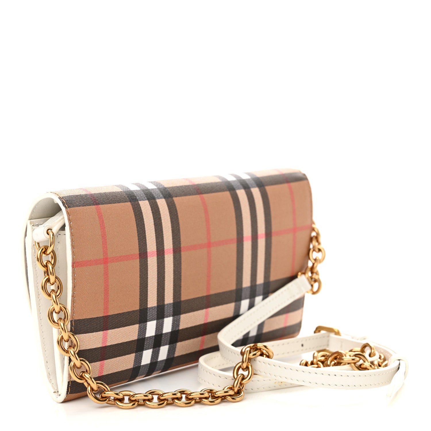 Burberry Vintage Check Henley Wallet On Chain Chalk White 3 of 14