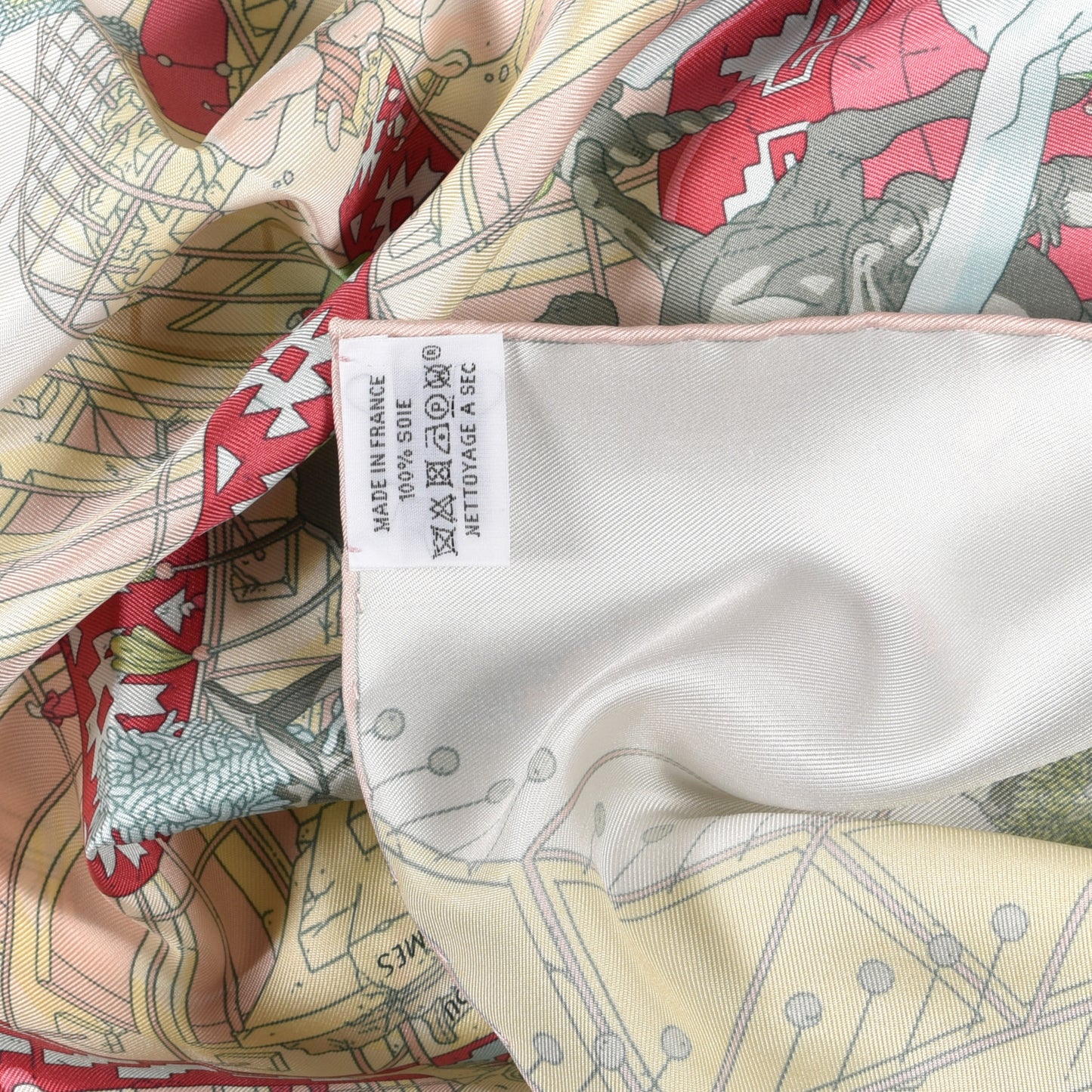 Silk La Legende Du Cheval A Plumes Scarf 90 Vert Blanc Rose