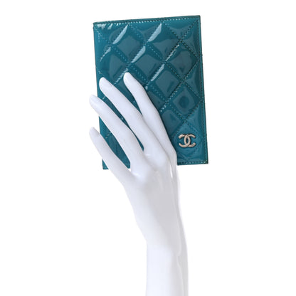 Chanel Patent Calfskin Quilted Passport Holder Blue 2 of 8