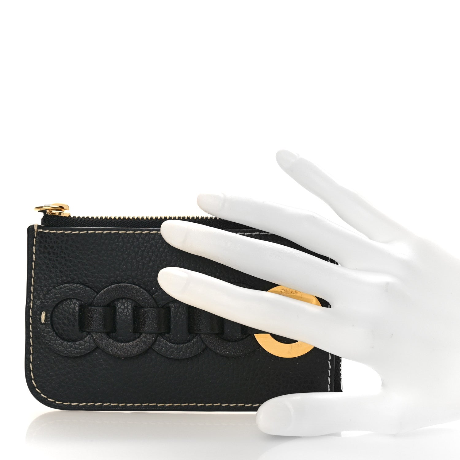 Chloe Grained Shiny Calfskin Small Darryl Coin Purse Black 2 of 7