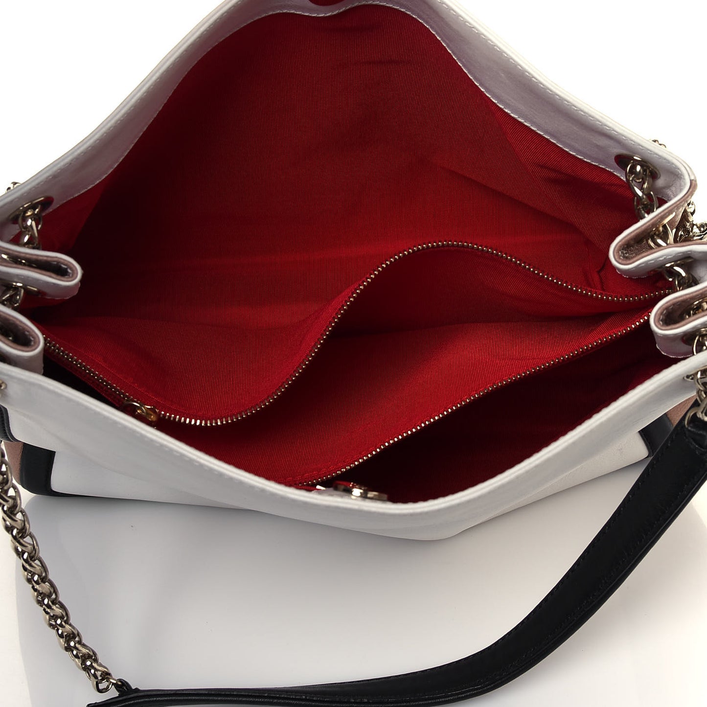 Grained Calfskin Artemis Fringe Shopping Tote White Black