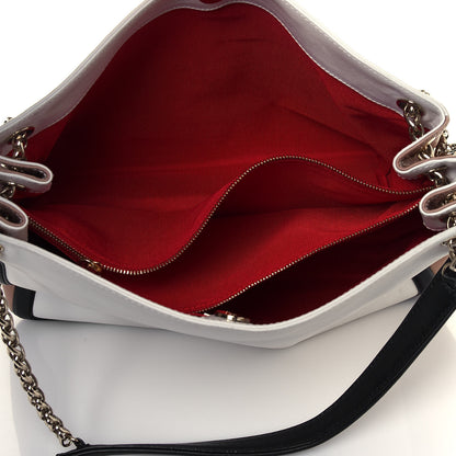 Christian Louboutin Grained Calfskin Artemis Fringe Shopping Tote White Black 9 of 16