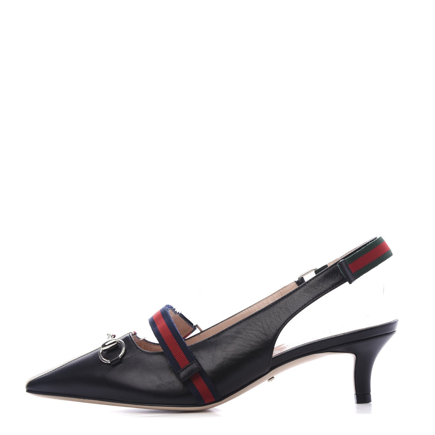 Malaga Kid Web Horsebit Low Heel Slingback Pumps 37 Black