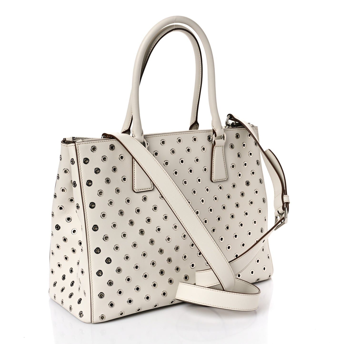 City Calf Grommet Large Double Zip Tote Talco