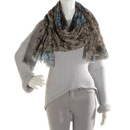 Louis Vuitton Cotton Etole Tattoo Scarf Kaki 2 of 6