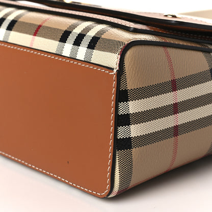 Burberry Coated Canvas Calfskin Vintage Check Medium Note Crossbody Bag Briar Brown 8 of 8