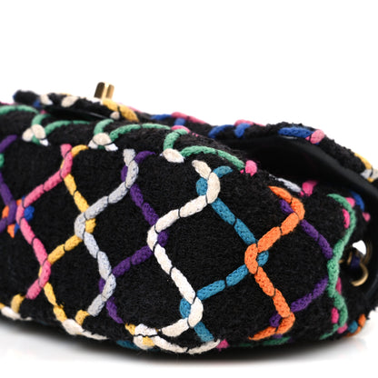 Chanel Tweed Diamond Threaded Mini Rectangular Pearl Crush Flap Black Multicolor 10 of 10