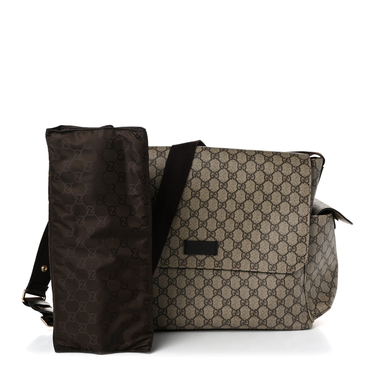 GG Plus Monogram Messenger Diaper Bag Dark Brown